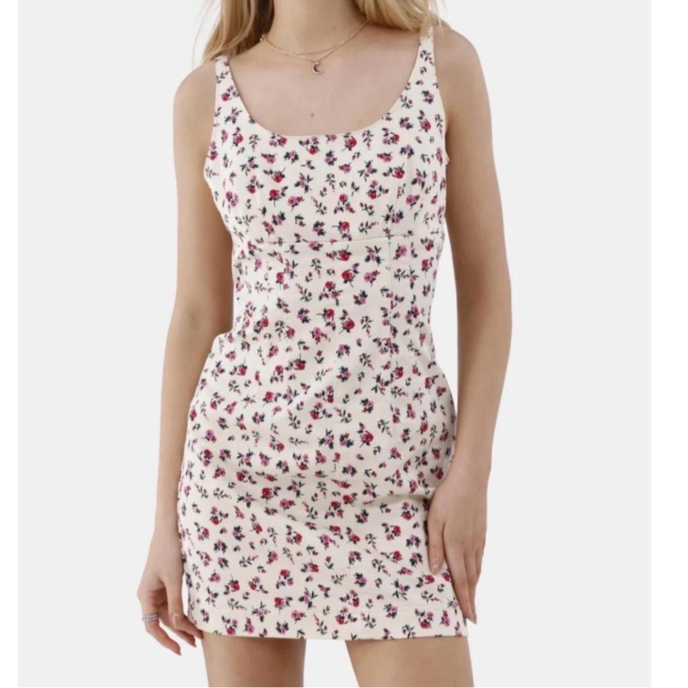 Cream Floral Mini Dress